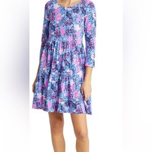 Lilly Pulitzer Pink and Blue Butterflies and Flowers Dress